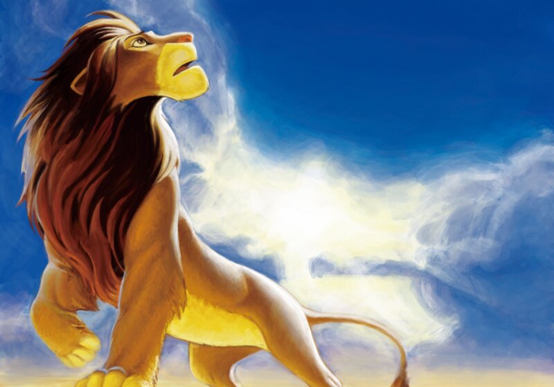 Lion Standing on Rock — Blue, Dramatic, Sunrise