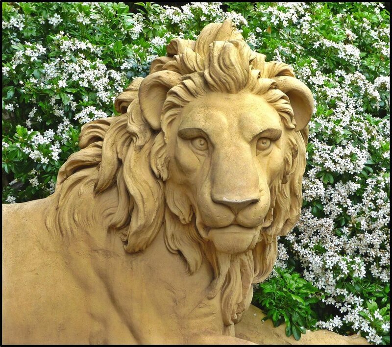 Lion statue in garden