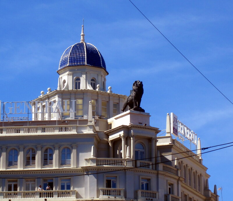 Lion Statue on Building