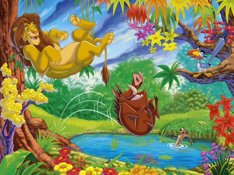 Lion Swinging on Vine