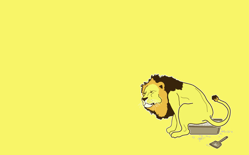 Lion Using Litter Box