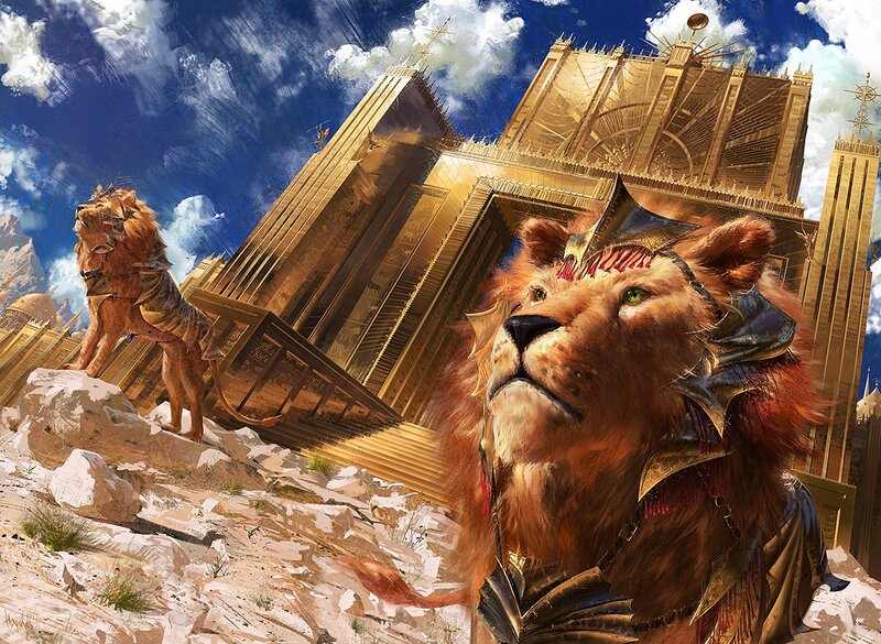 Lion warriors in golden city