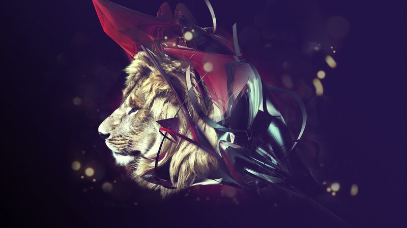 lion with abstract design