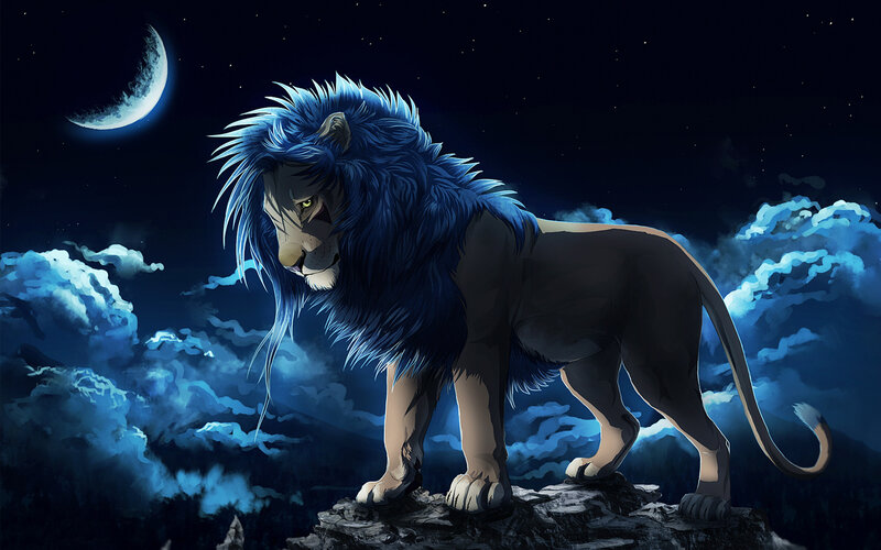 Lion with Blue Mane