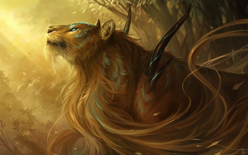 Lion with Blue Markings — Brown, Serene