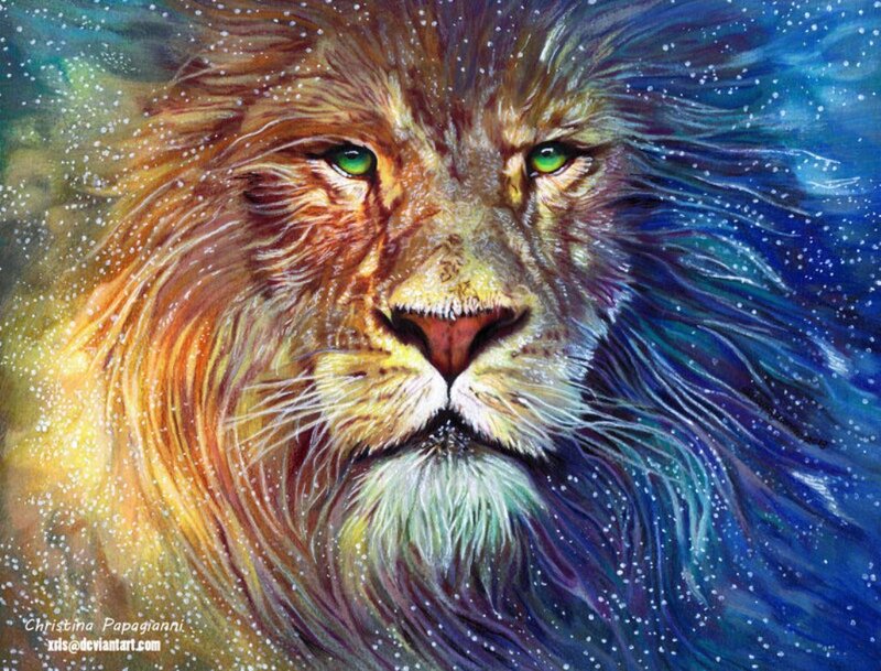 Lion with Colorful Mane — Blue
