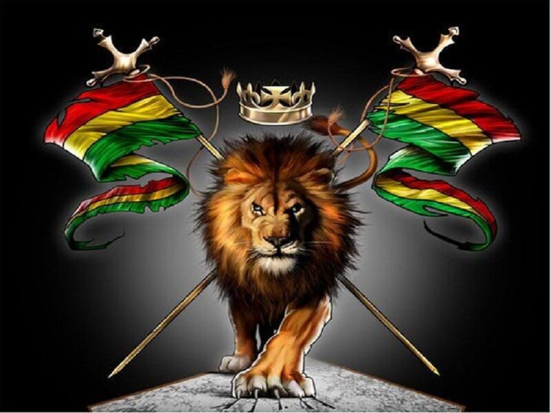 Lion with Crown and Flags