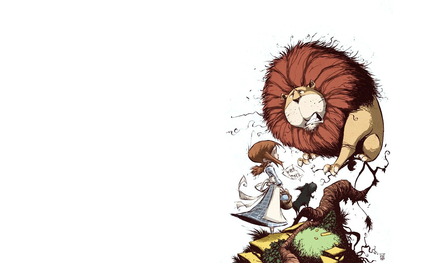 Lion with Dorothy and Toto