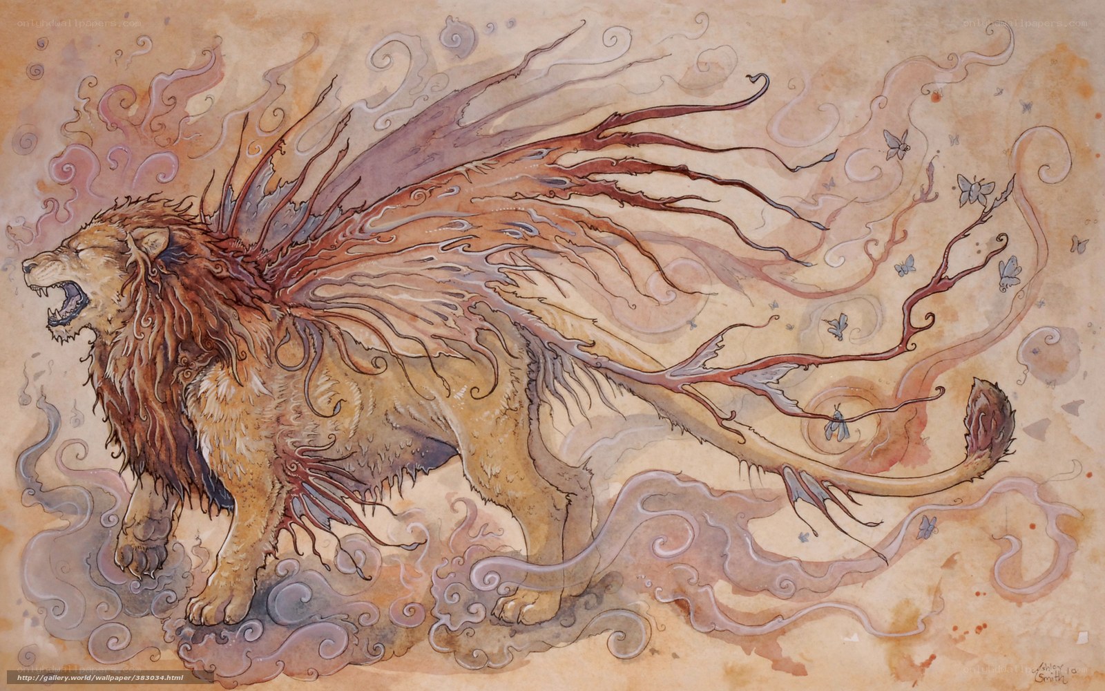 Lion with ethereal wings