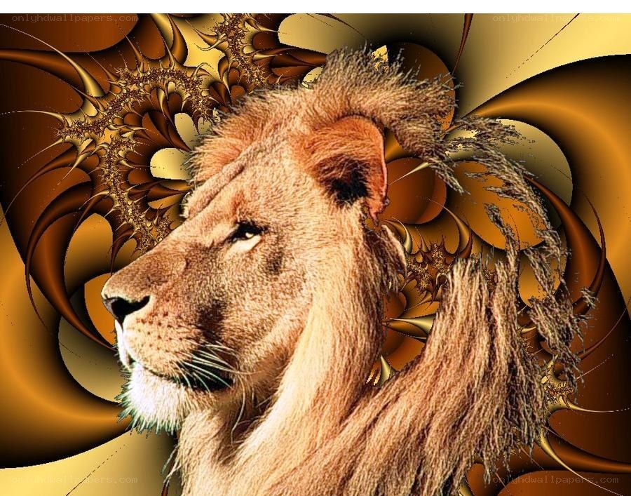 Lion with fractal background