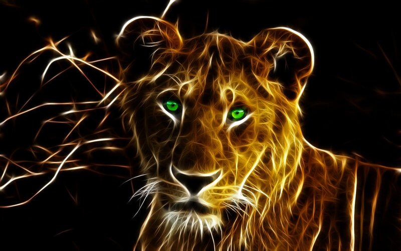 Lion with Glowing Eyes — Yellow