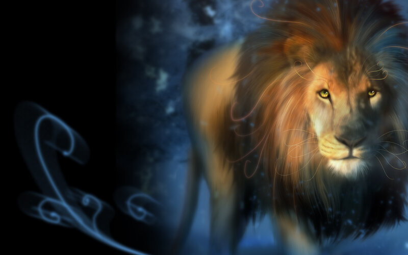 Lion with Glowing Mane — Blue