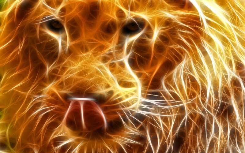 Lion with Glowing Mane — Orange