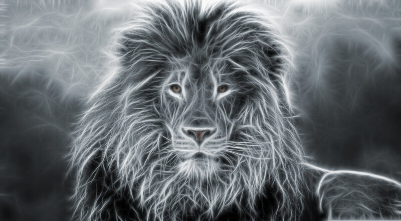 Lion with Glowing Mane — White