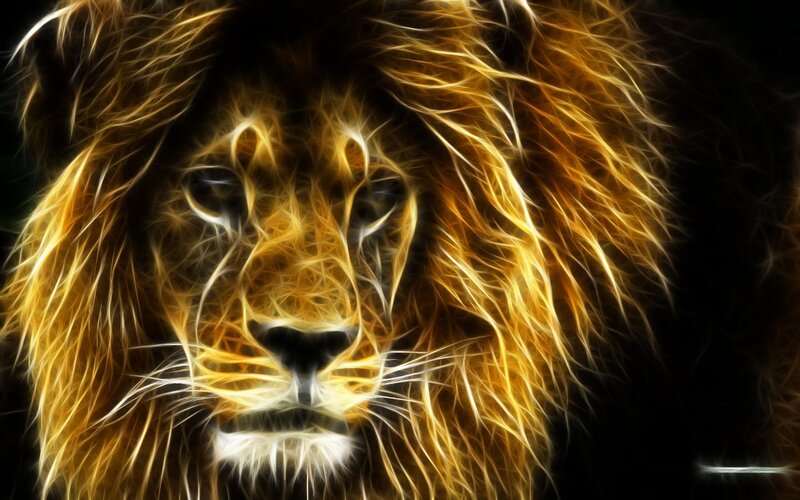 Lion with Glowing Mane — Yellow