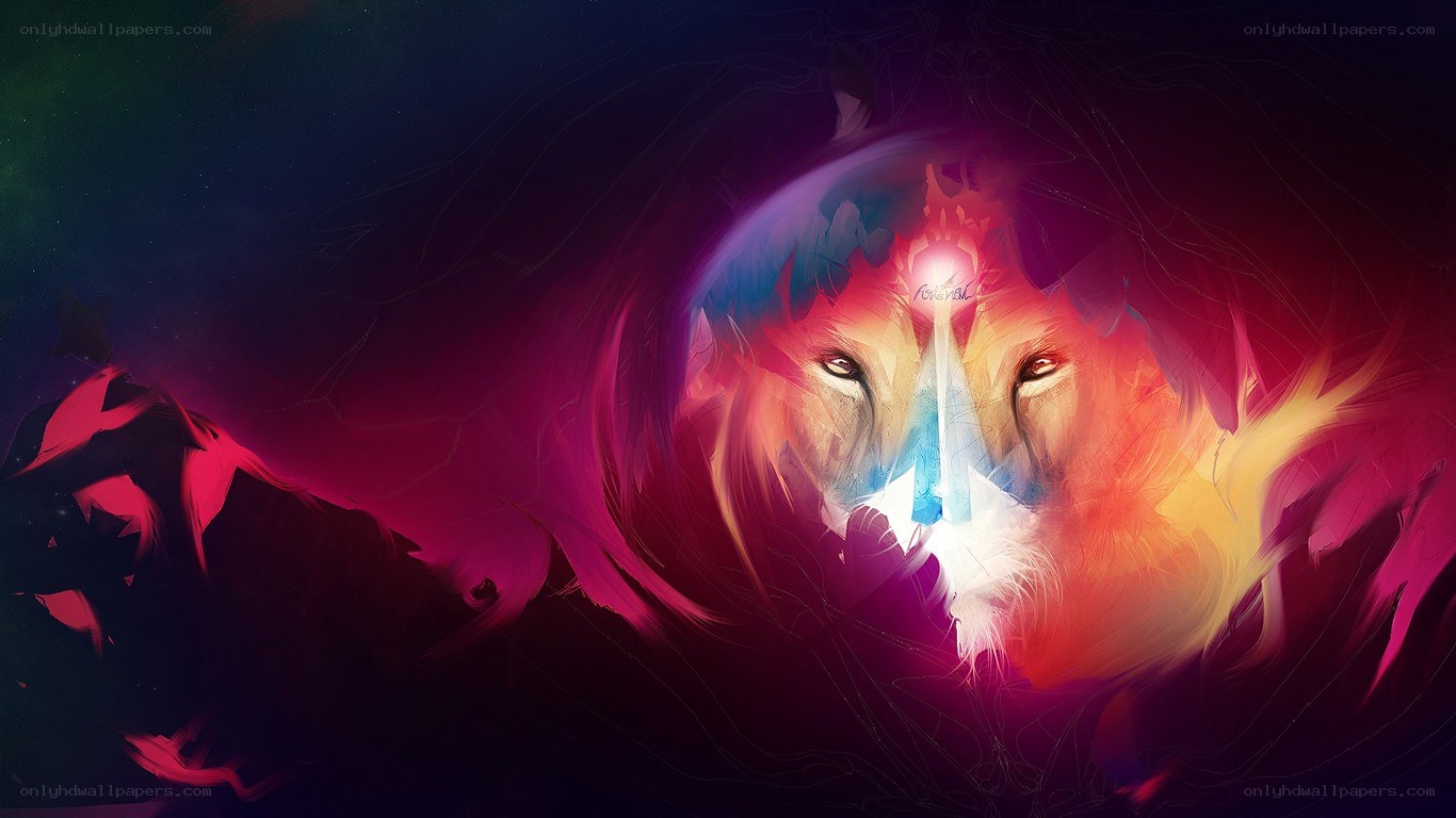 lion with glowing symbol