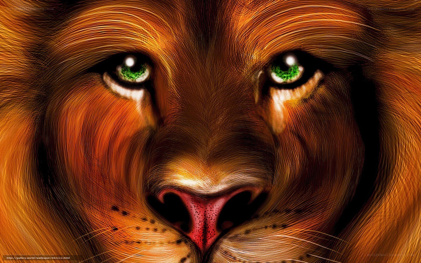 Lion with green eyes