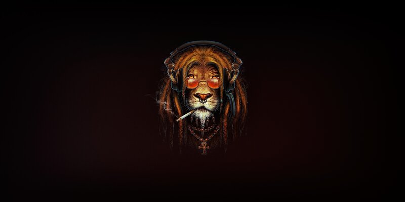 Lion with Headphones