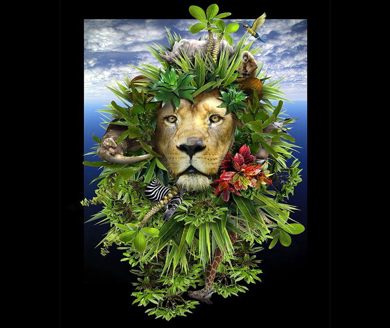 lion with jungle animals