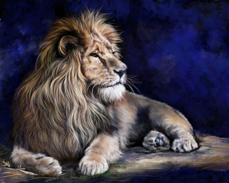 Lion with Mane — Blue