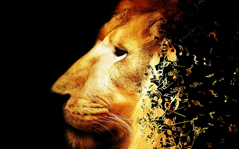 lion with musical notes