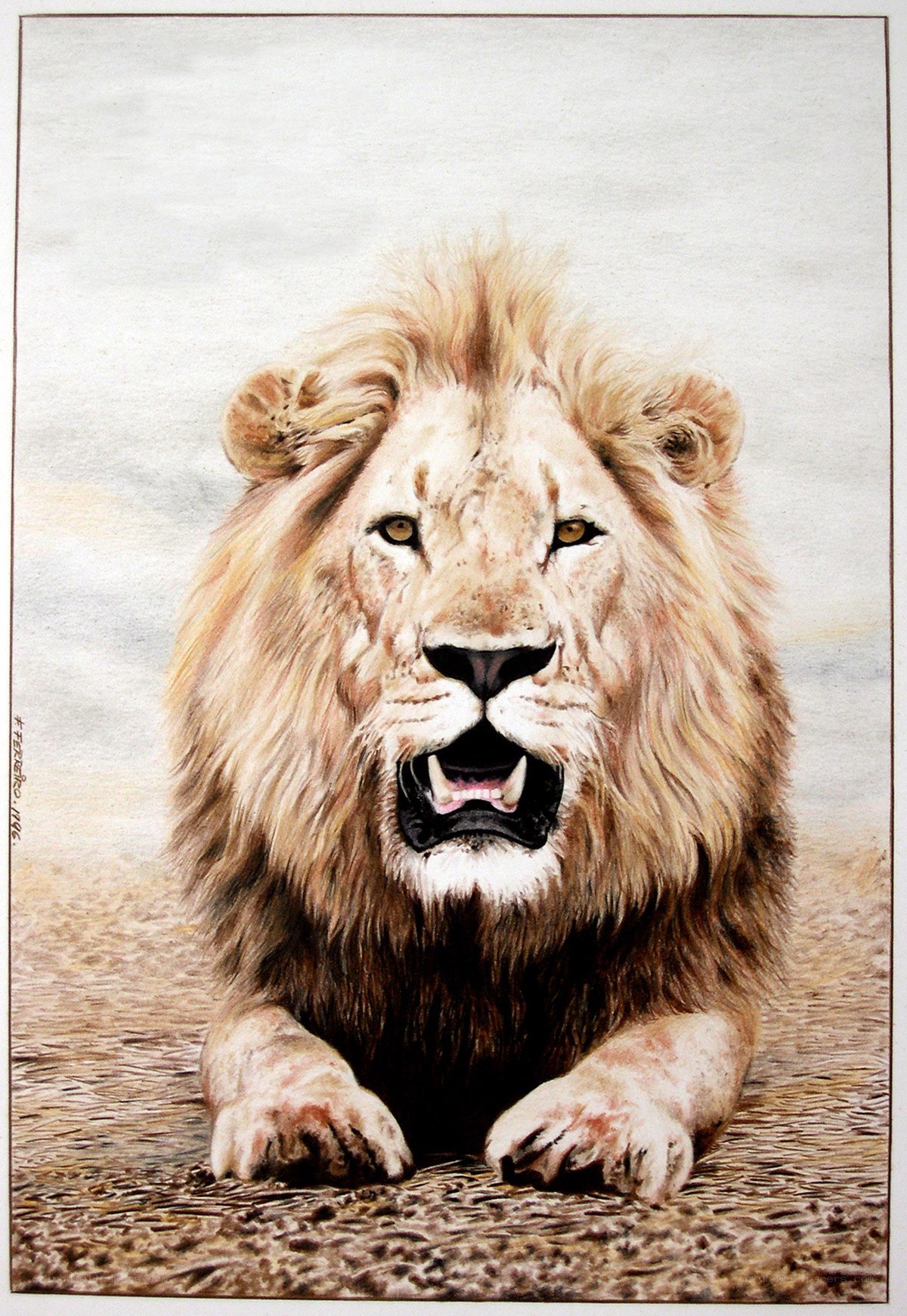 Lion with open mouth