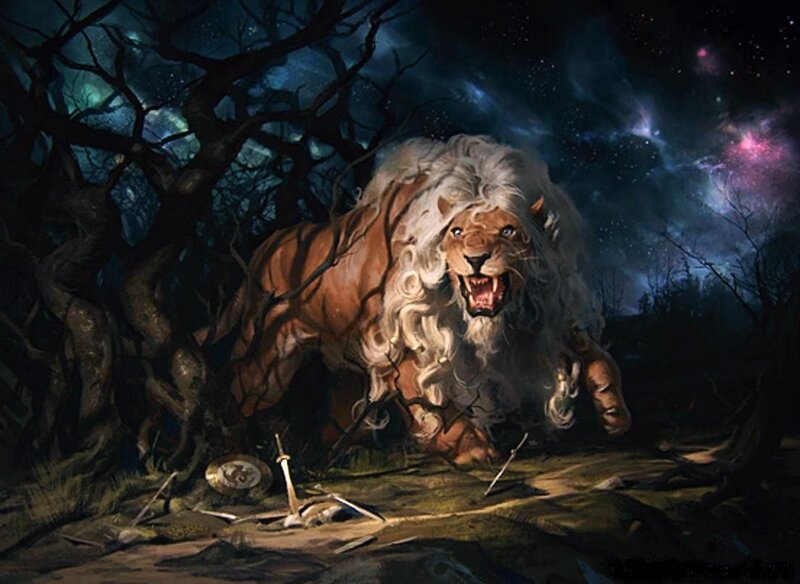 Lion with White Mane
