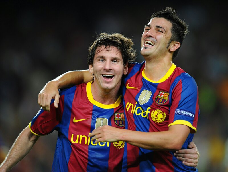 Lionel Messi and teammate celebrating