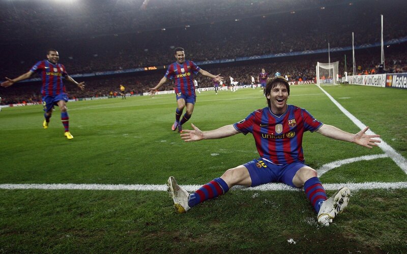 Lionel Messi celebrates a goal