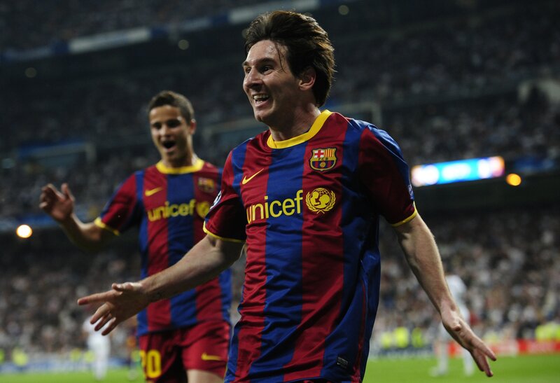 Lionel Messi celebrates goal