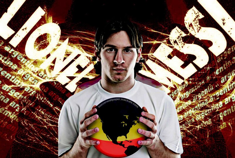 Lionel Messi holding globe