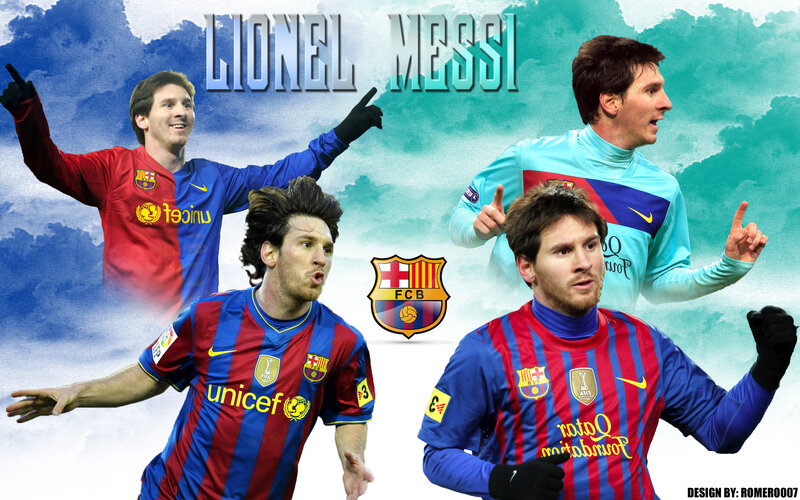 Lionel Messi in FC Barcelona Jerseys