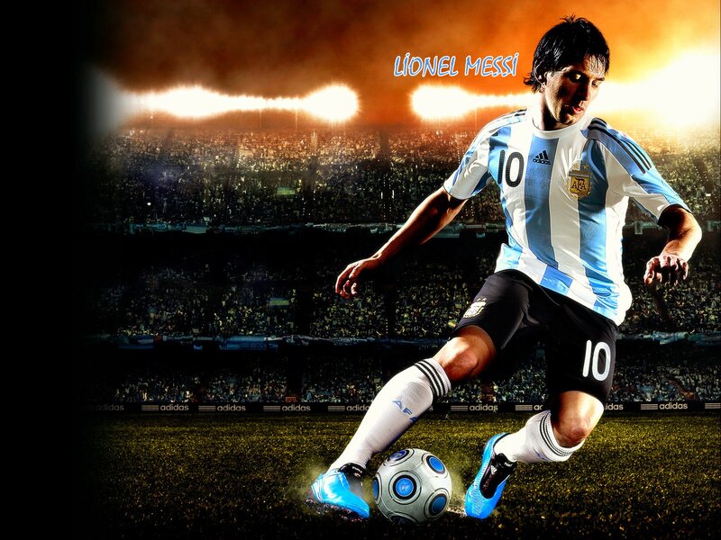 Lionel Messi Playing Soccer — Blue