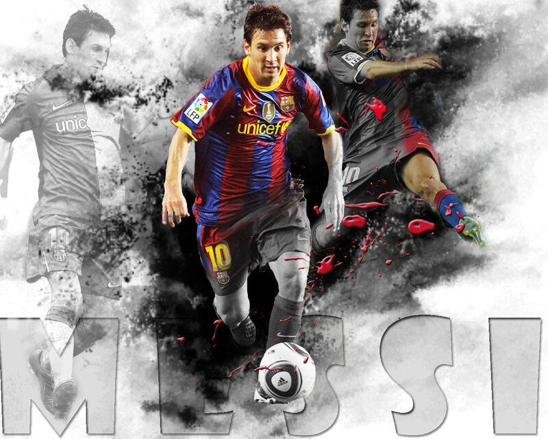 Lionel Messi Playing Soccer — Red