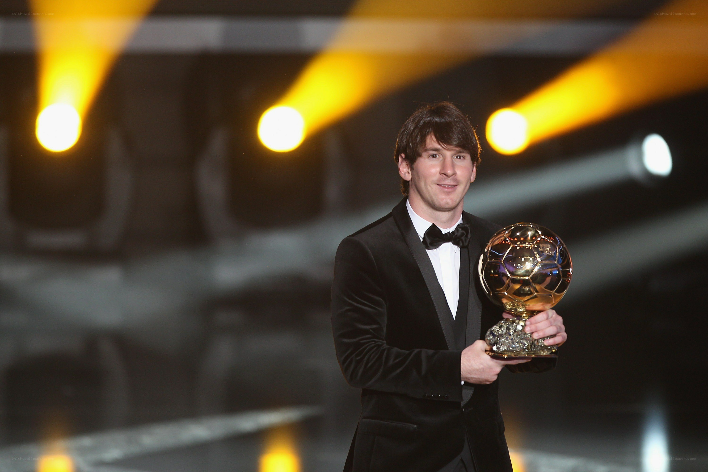 Lionel Messi with Ballon d'Or