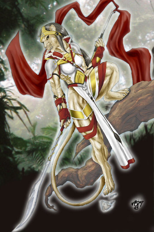 lioness warrior with spear
