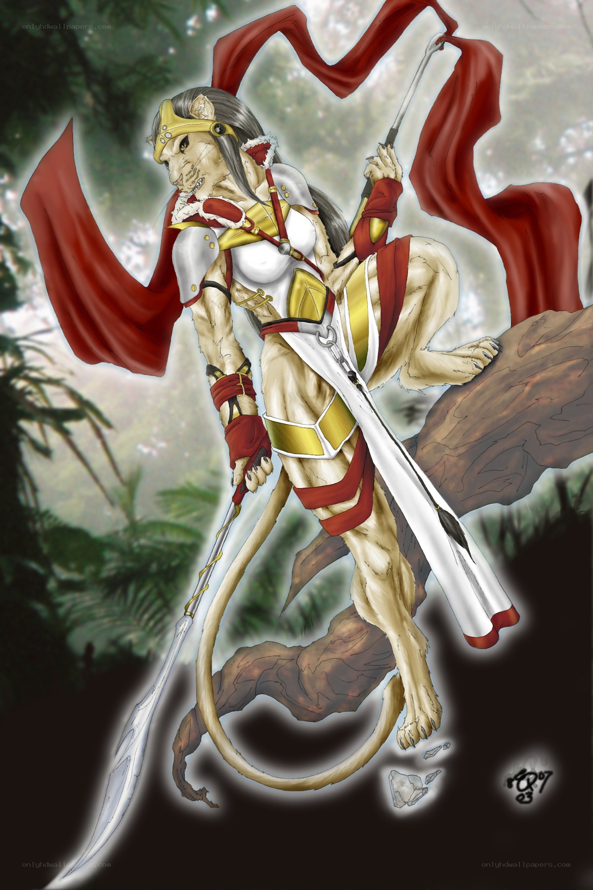 lioness warrior with spear