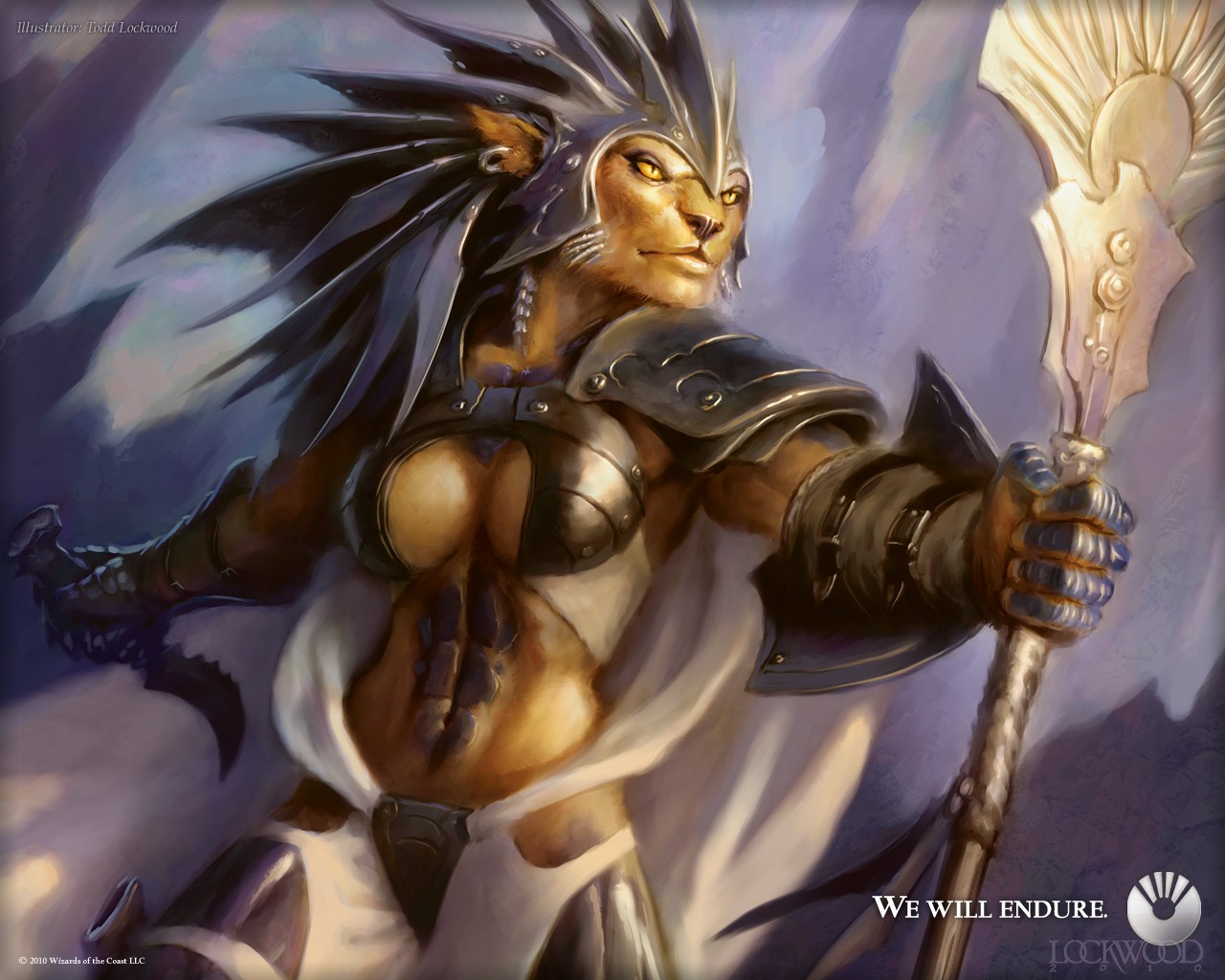 Lioness warrior with staff