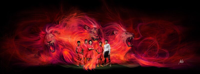 Lions in flames