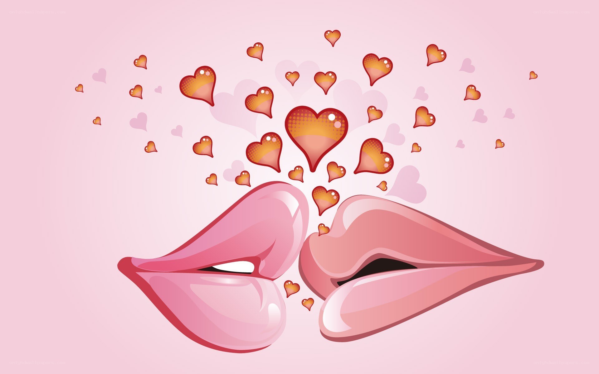 Lips and hearts illustration