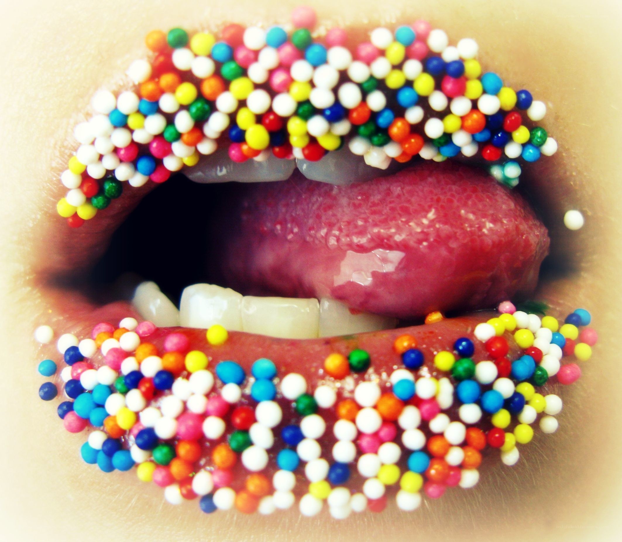 lips covered in sprinkles