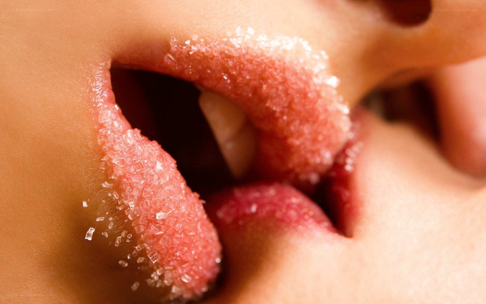 lips covered in sugar crystals