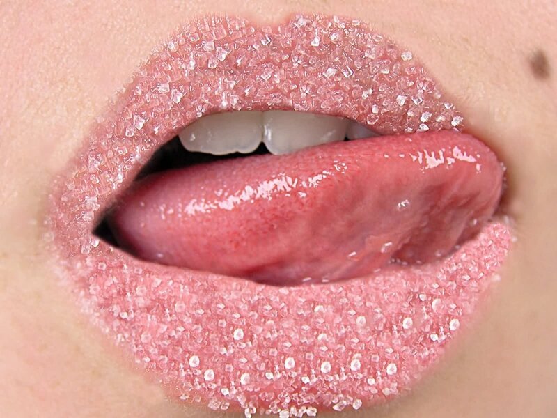lips covered in sugar