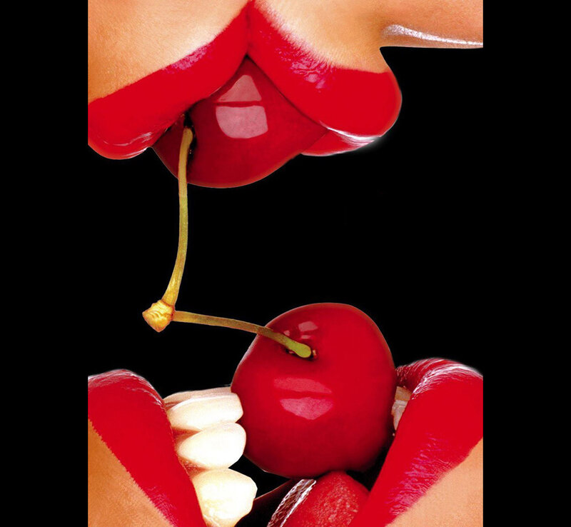 Lips Eating a Cherry