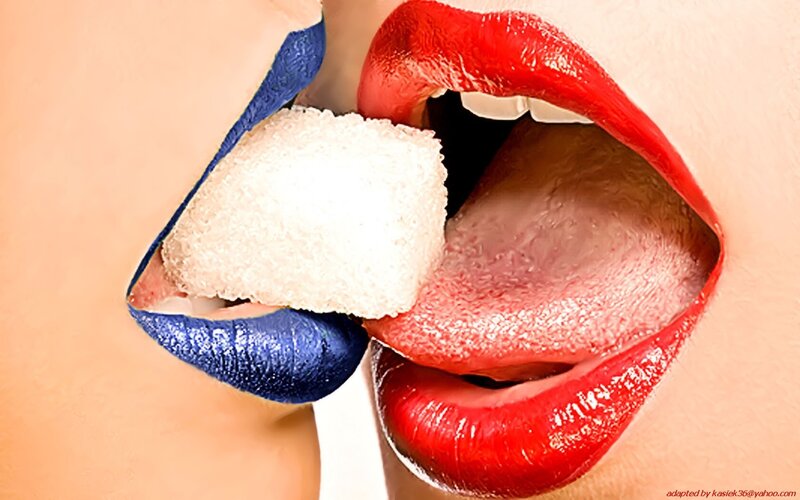 Lips Holding Sugar Cube