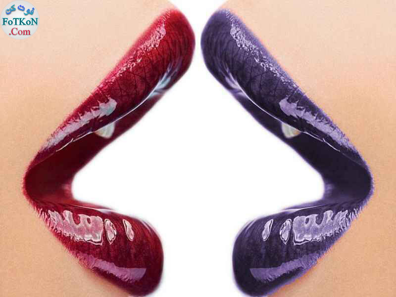 Lips in red and purple