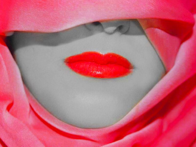 Lips under Pink Fabric