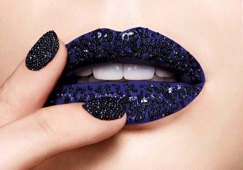 Lips with Blue Glitter