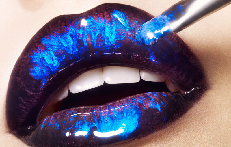 Lips with Blue Makeup