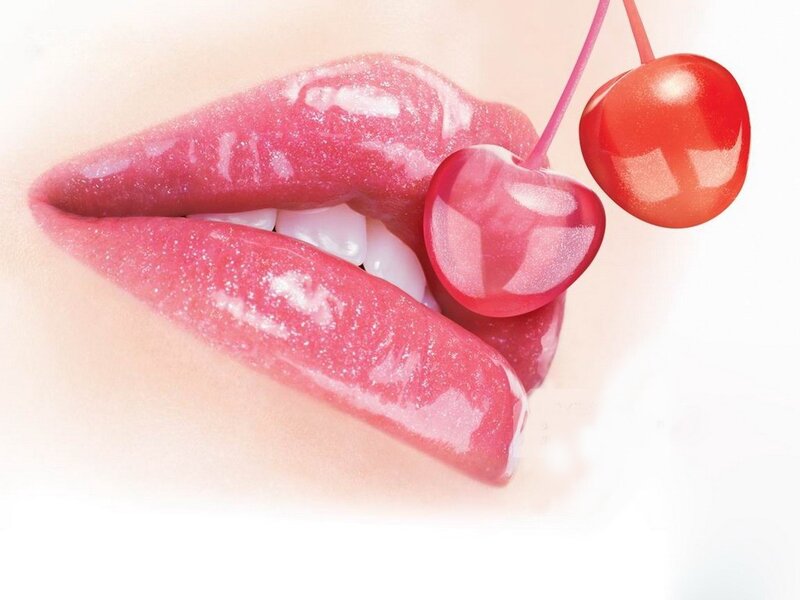 Lips with Cherries — Pink